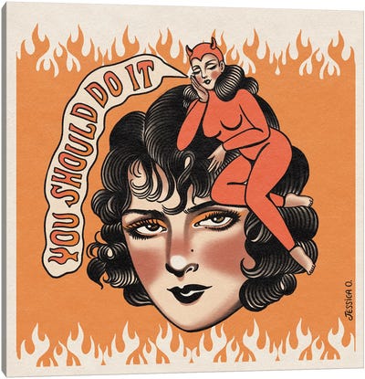 All The Good Girls Go To Hell Canvas Art Print - Pin-Up Art