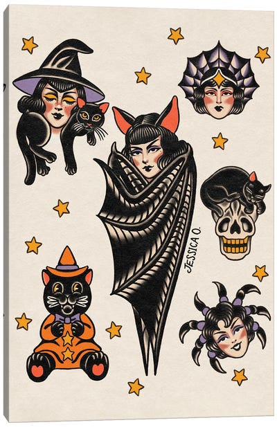 Everyday Is Halloween Canvas Art Print - Tattoo Parlor
