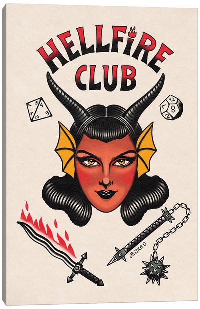 Hellcat Fire Club Canvas Art Print - Stranger Things