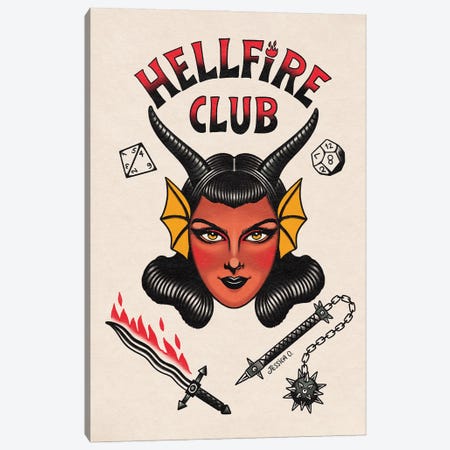 Hellcat Fire Club Canvas Print #JSX34} by Jessica O. Canvas Art Print