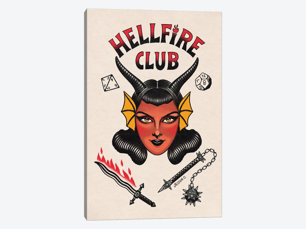 Hellcat Fire Club by Jessica O. 1-piece Canvas Wall Art