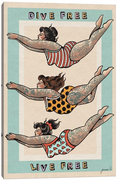 Live Free Canvas Art Print - Women's Swimsuit & Bikini Art