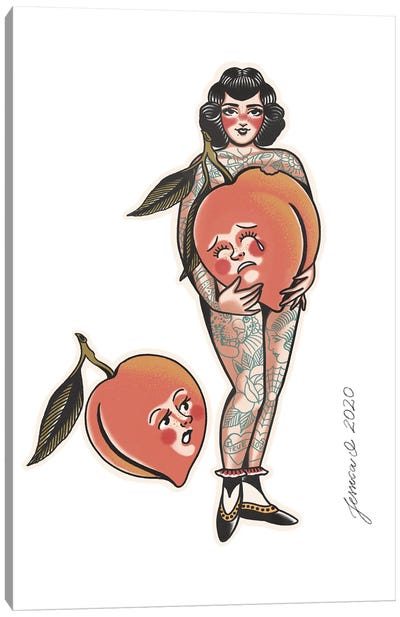Peaches Canvas Art Print - Pin-Up Art