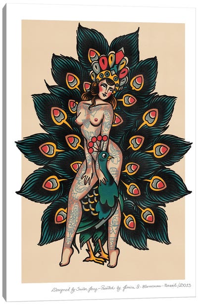 Peacock Dream Canvas Art Print - Pin-Up Art