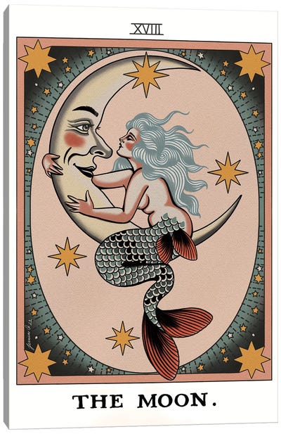 The Moon Canvas Art Print - Mermaid Art