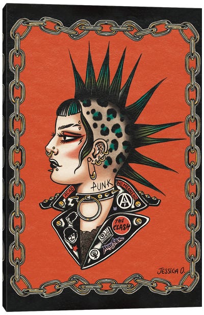 Punk Rock Girl Canvas Art Print - Tattoo Parlor