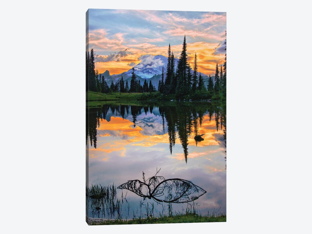 Sunset At Tipsoo Lake - Mount Rainier NP by Jitabebe 1-piece Canvas Print
