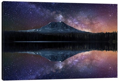 Midnight Milky Way - Mount Adams Canvas Art Print - Jitabebe