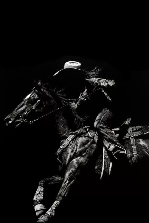 Scratchboard Rodeo I