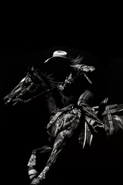 Horseback: Scratchboard Rodeo I by Julie T. Chapman