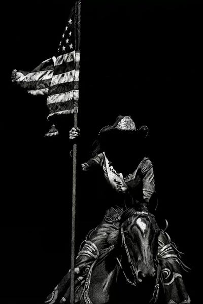Horseback: Scratchboard Rodeo VI by Julie T. Chapman