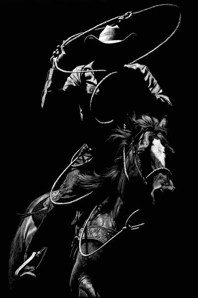 Horseback: Scratchboard Rodeo VII by Julie T. Chapman