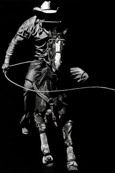Horseback: Scratchboard Rodeo VIII by Julie T. Chapman