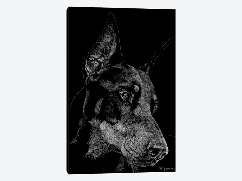 Canine Scratchboard III by Julie T. Chapman 1-piece Canvas Print