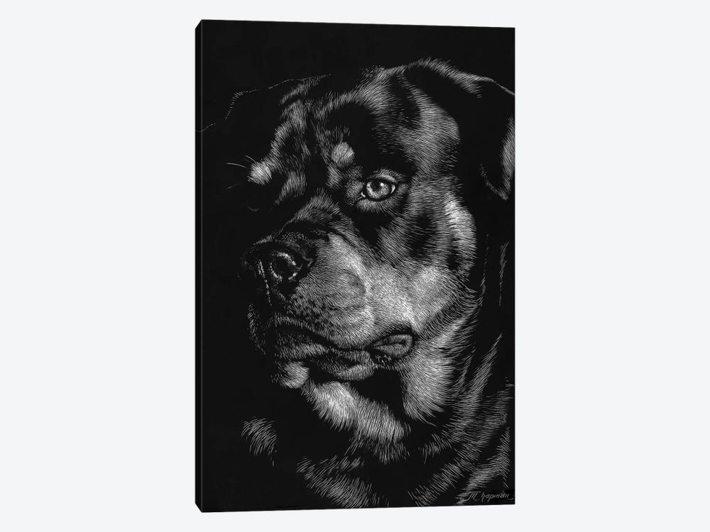 Canine Scratchboard XII by Julie T. Chapman 1-piece Art Print