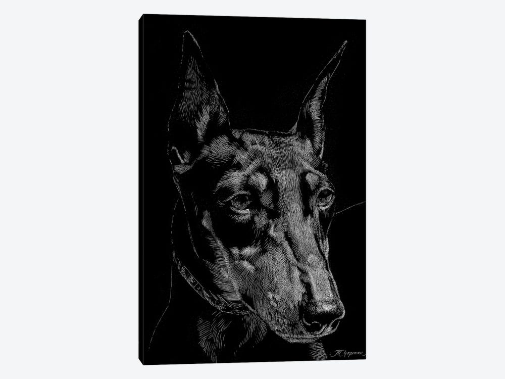 Canine Scratchboard XIII 1-piece Canvas Art
