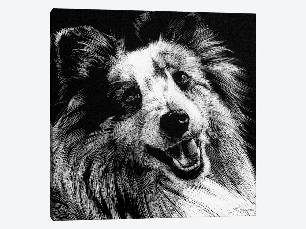 Canine Scratchboard XXVI 1-piece Canvas Art