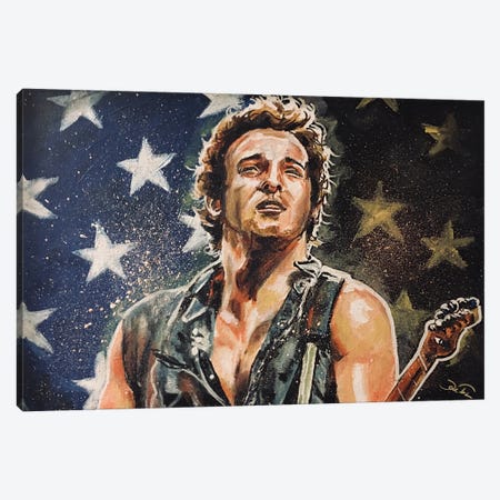 Bruce Springsteen Canvas Print #JTE15} by Joel Tesch Canvas Art Print