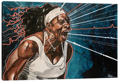 Serena Action Canvas Art Print - Serena Williams