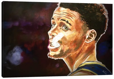 Steph Mouthpiece Canvas Art Print - Basketball Art