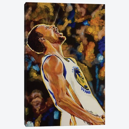 Steph Curry - Victory Canvas Print #JTE52} by Joel Tesch Canvas Wall Art