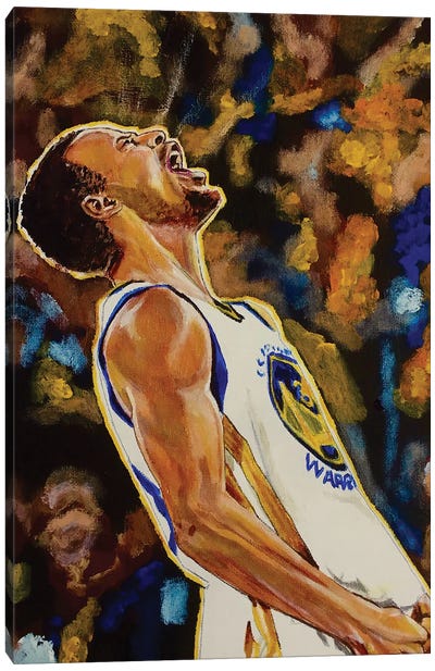 Steph Curry - Victory Canvas Art Print - Basketball Art