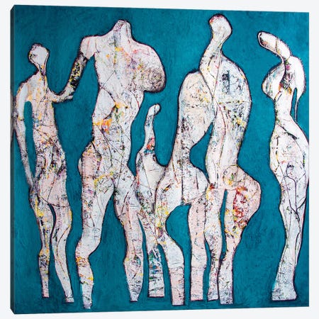 Figures At The Beach III Canvas Print #JTF15} by Jenny Toft Canvas Artwork
