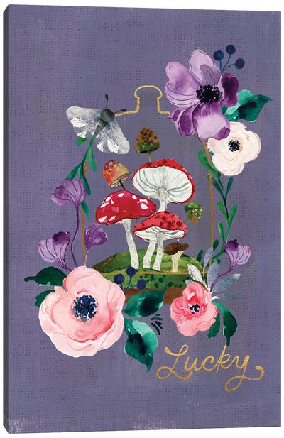 Midnight Garden Canvas Art Print - Mushroom Art