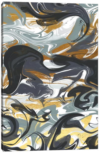 Marbled III Canvas Art Print - Gold Abstract Art