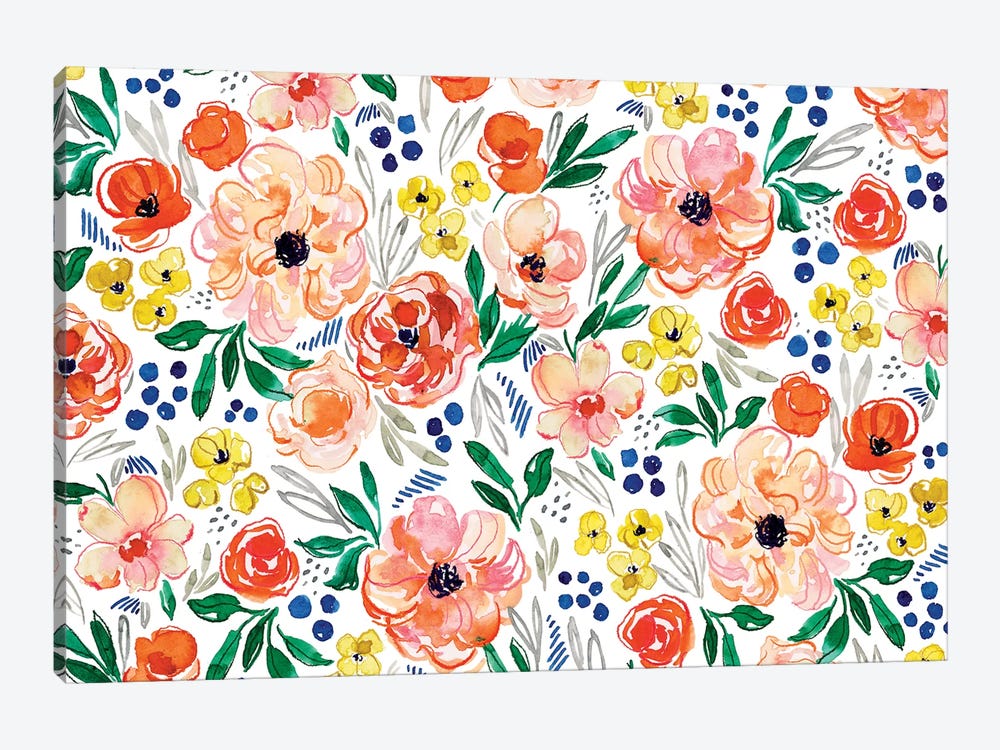 Peachy Florals II by Joy Ting 1-piece Canvas Wall Art