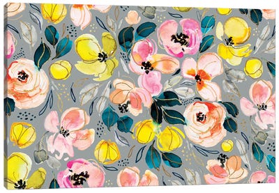 Peachy Florals IV Canvas Art Print - Joy Ting