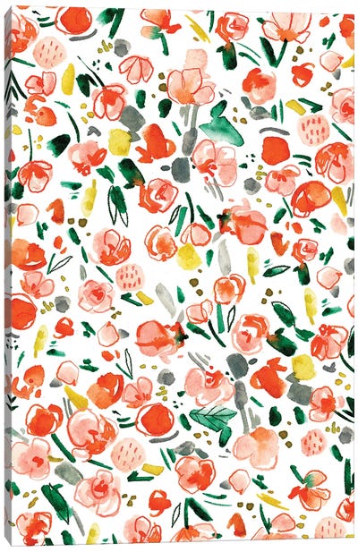 Peachy Florals V Canvas Art Print - Joy Ting