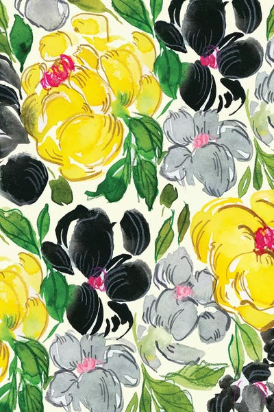 Fancy Florals I by Joy Ting framed canvas print