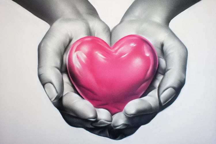 Heart In Hands Canvas Wall Art by Jody Thomas