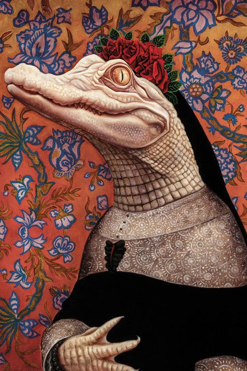 Rose Crown Gator by Jane R. Talton wall art