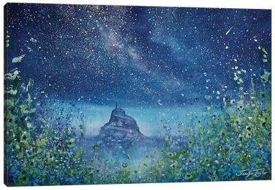 Night Under The Stars, Lindisfarne, Northumberland Canvas Art Print - England Art