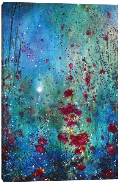The Moon And The Poppies Canvas Art Print - Jennifer Taylor