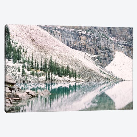 Snowy Moraine Lake, Rocky Mountains Canvas Print #JTM13} by Justine Milton Canvas Wall Art