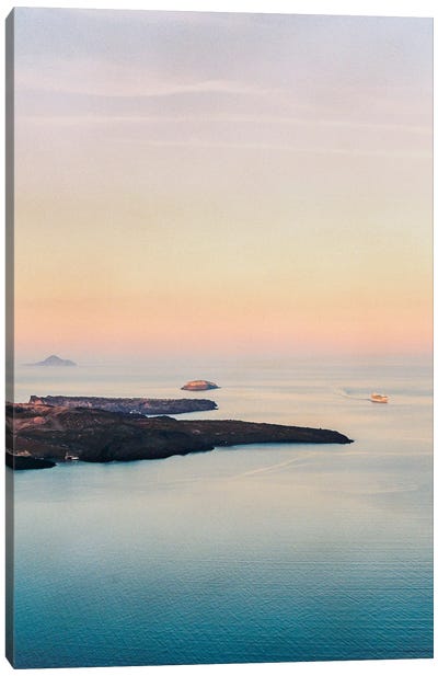 Santorini Caldera Sunset Canvas Art Print - Santorini Art