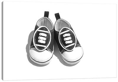Baby Boy Shoes Black & White Canvas Art Print - Sneaker Art