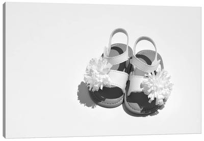 Baby Girl Sandals Black & White Canvas Art Print - Jonathan Brooks