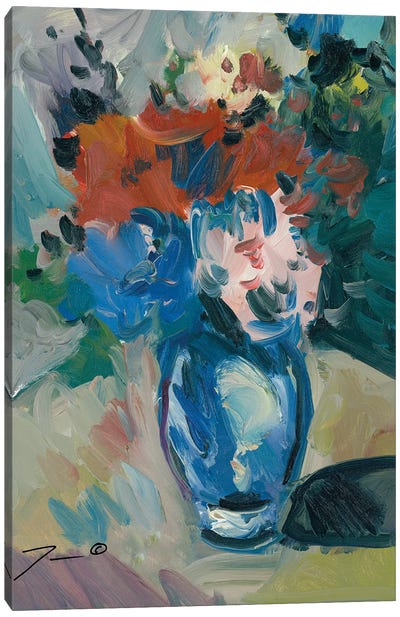 Blue Vase Canvas Art Print - Jose Trujillo