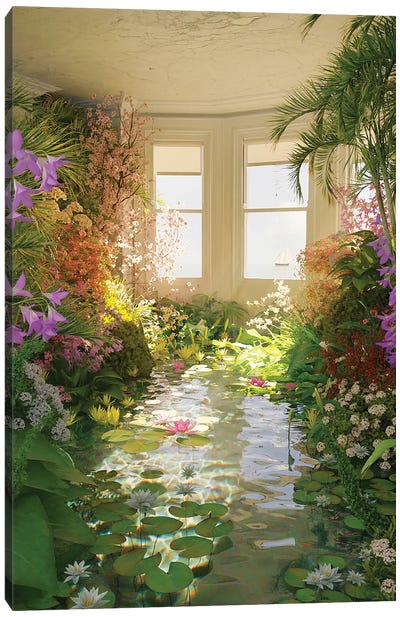 Lagooon Home - Spring Canvas Art Print - Swimming Pool Art