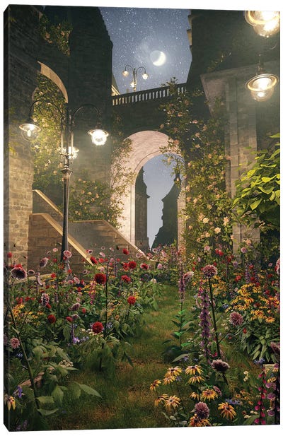 Exploring The Castle Gardens Canvas Art Print - Reclaimed by Nature