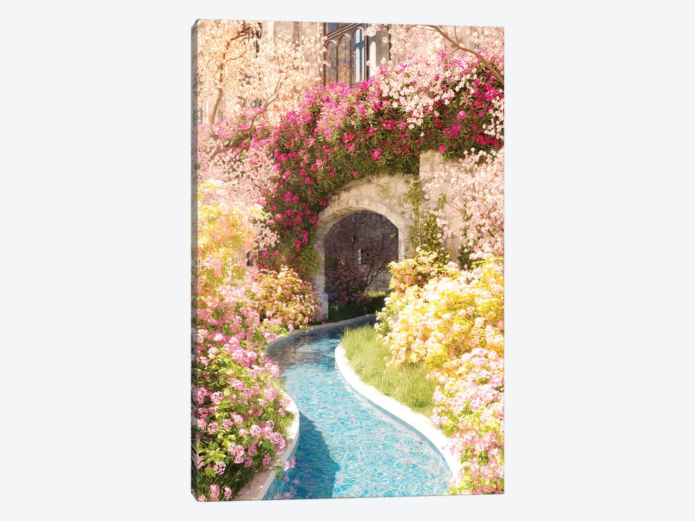 Floral River Cathedral by James Tralie 1-piece Canvas Print