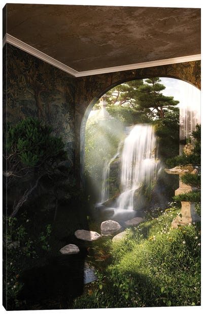 Zen Garden Canvas Art Print - Waterfall Art