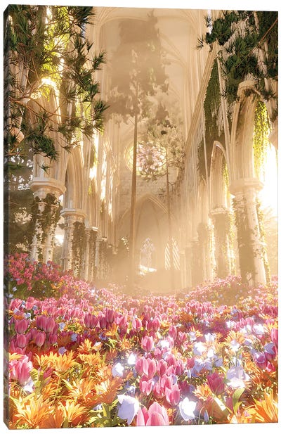 Floral Paradise Cathedral Canvas Art Print - Reclaimed by Nature