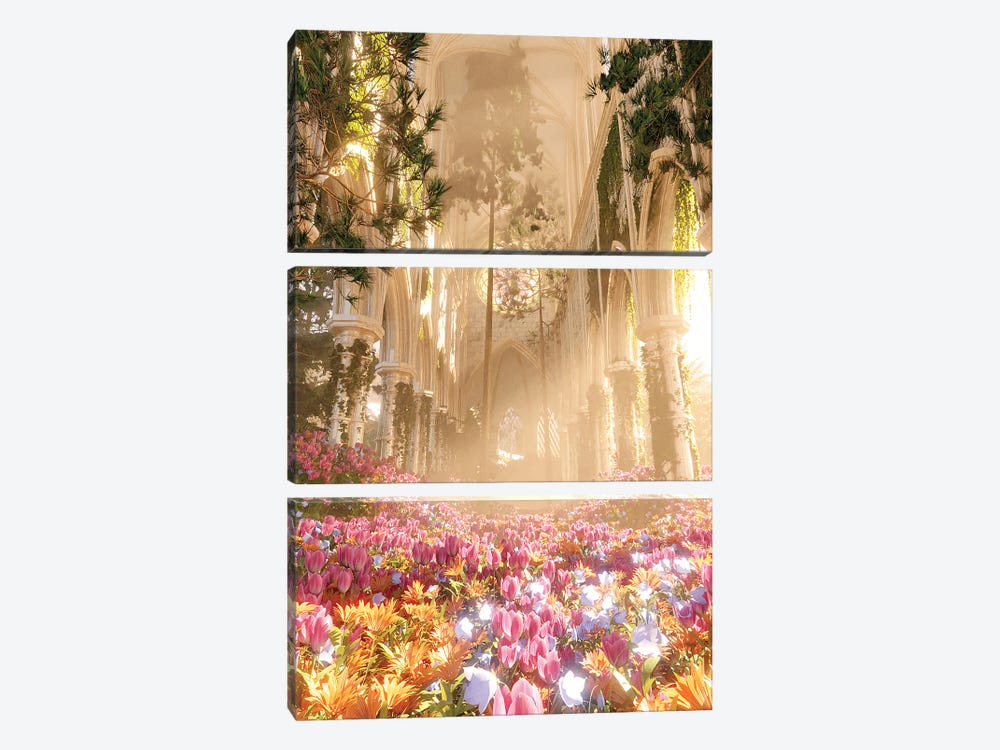 Floral Paradise Cathedral by James Tralie 3-piece Art Print