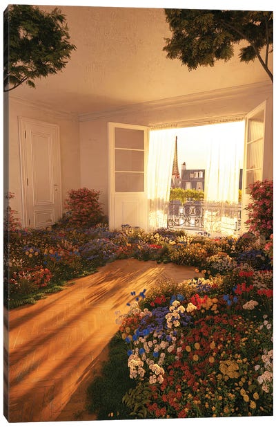 Paris Florals Canvas Art Print - Reclaimed by Nature