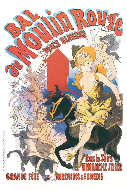 Bal du Moulin Rouge, Place Blanche Advertisement, 1889